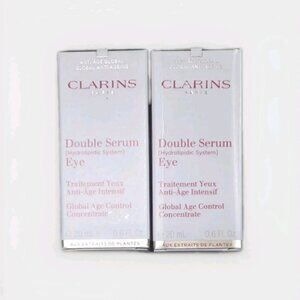2 Pack Clarins Double Serum Eye Global Age Control Concentrate 0.6 oz Skin Care